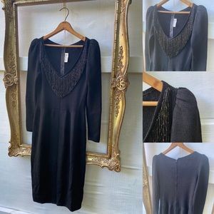 Vintage Black Fringe Sweater Dress